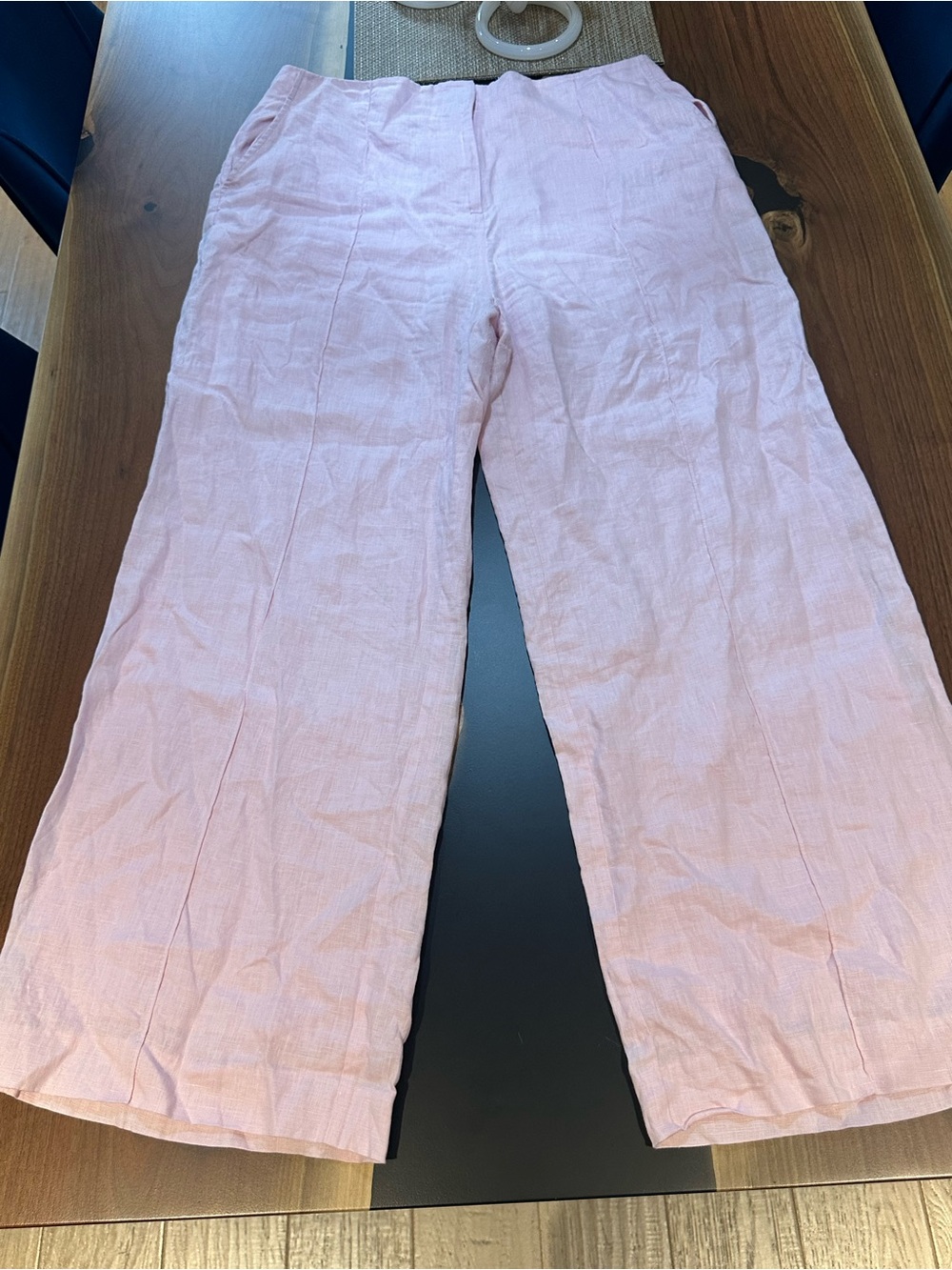 Light Pink Linen Wide-Leg Pants and Vest